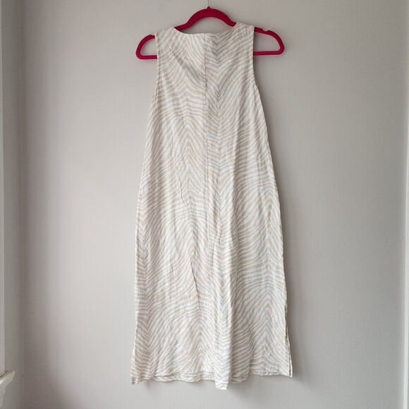 Denim & Co Naturals Maxi Dress | XXSP | Linen Blend Animal Print Zebra Tan Ivory - Picture 5 of 9